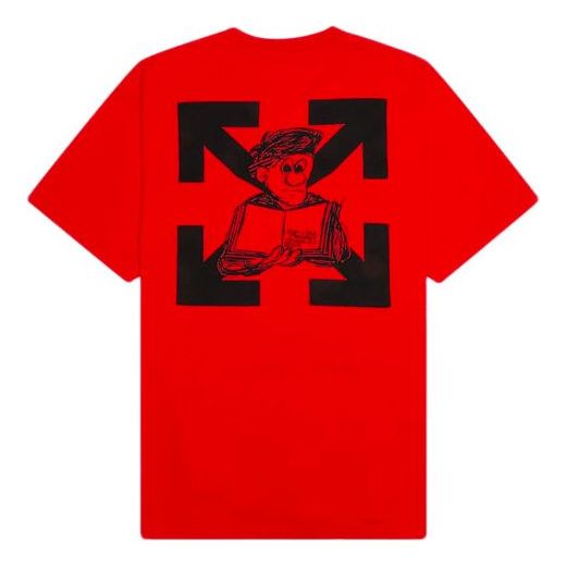 Off-White Back Logo Printing Round Neck Short Sleeve Red OMAA038F20FAB0071610