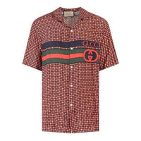 Gucci Geometric Houndstooth Print Bowling Shirt 'Blue Red' 731961-ZAL6I-4956