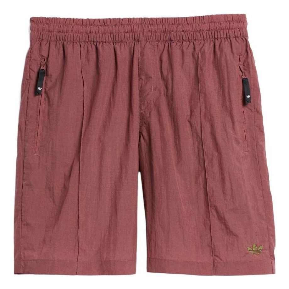 adidas Solid Color Elastic Waistband Straight Shorts Japanese Version Unisex Deep Red HA1291