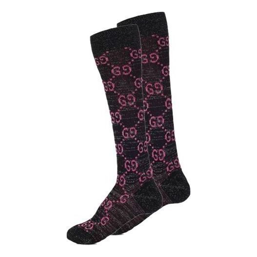 (WMNS) Gucci Cotton Lam GG Socks 'Black Pink' 476525-3G199-1072