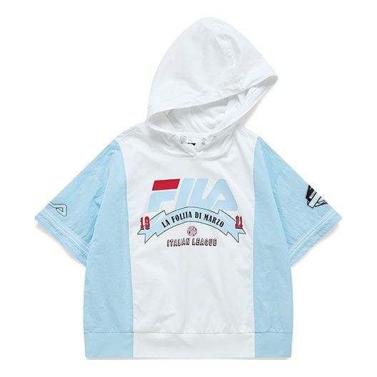 FILA FUSION Logo Printing Contrasting Colors Knit hooded three-quarter sleeve White T11W125102F-WT