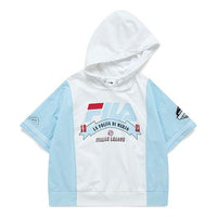 FILA FUSION Logo Printing Contrasting Colors Knit hooded three-quarter sleeve White T11W125102F-WT