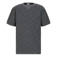 Men's DIOR SS22 Oblique Printing Cotton Round Neck Short Sleeve Gray 113J692A0614-C888