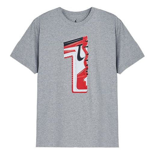 Air Jordan 1 Large Logo Casual Sports Short Sleeve Gray 637292-063