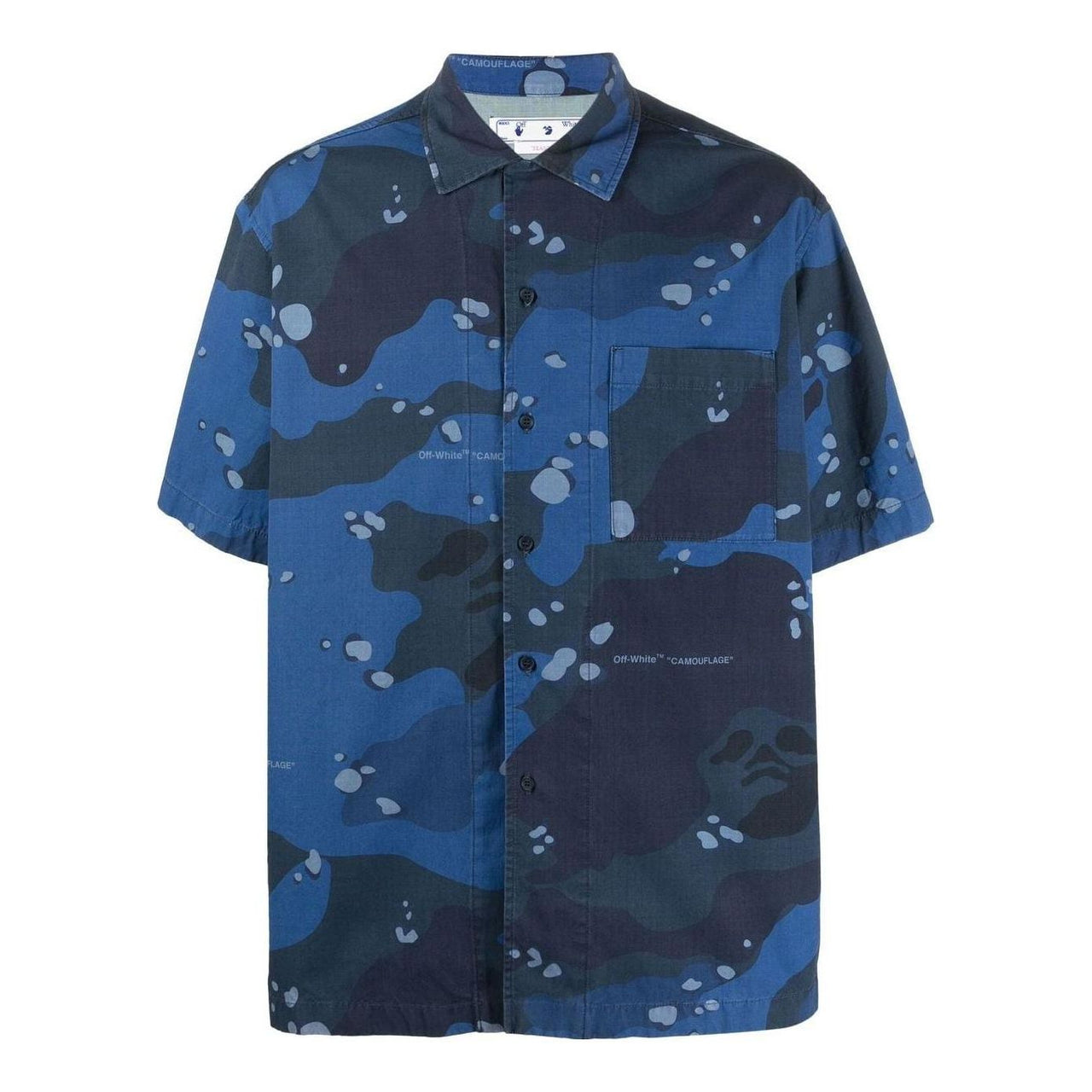 Off-White Camo Poplin Holiday Shirt 'Blue' OMGA245F22FAB0024500