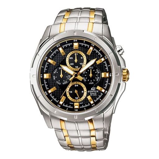 Men's CASIO EDIFICE Series Minimalistic Stainless Steel Strap waterproof Watch Business Mens Gold Analog EF-328SG-1A
