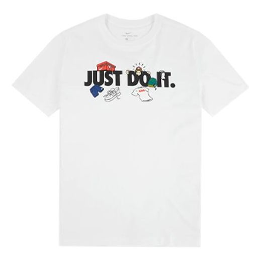 Men's Nike Alphabet Pattern Printing Short Sleeve White T-Shirt AR5077-100