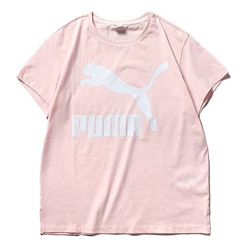 (WMNS) PUMA Classics Logo Short Sleeve TEE Pink 596512-17