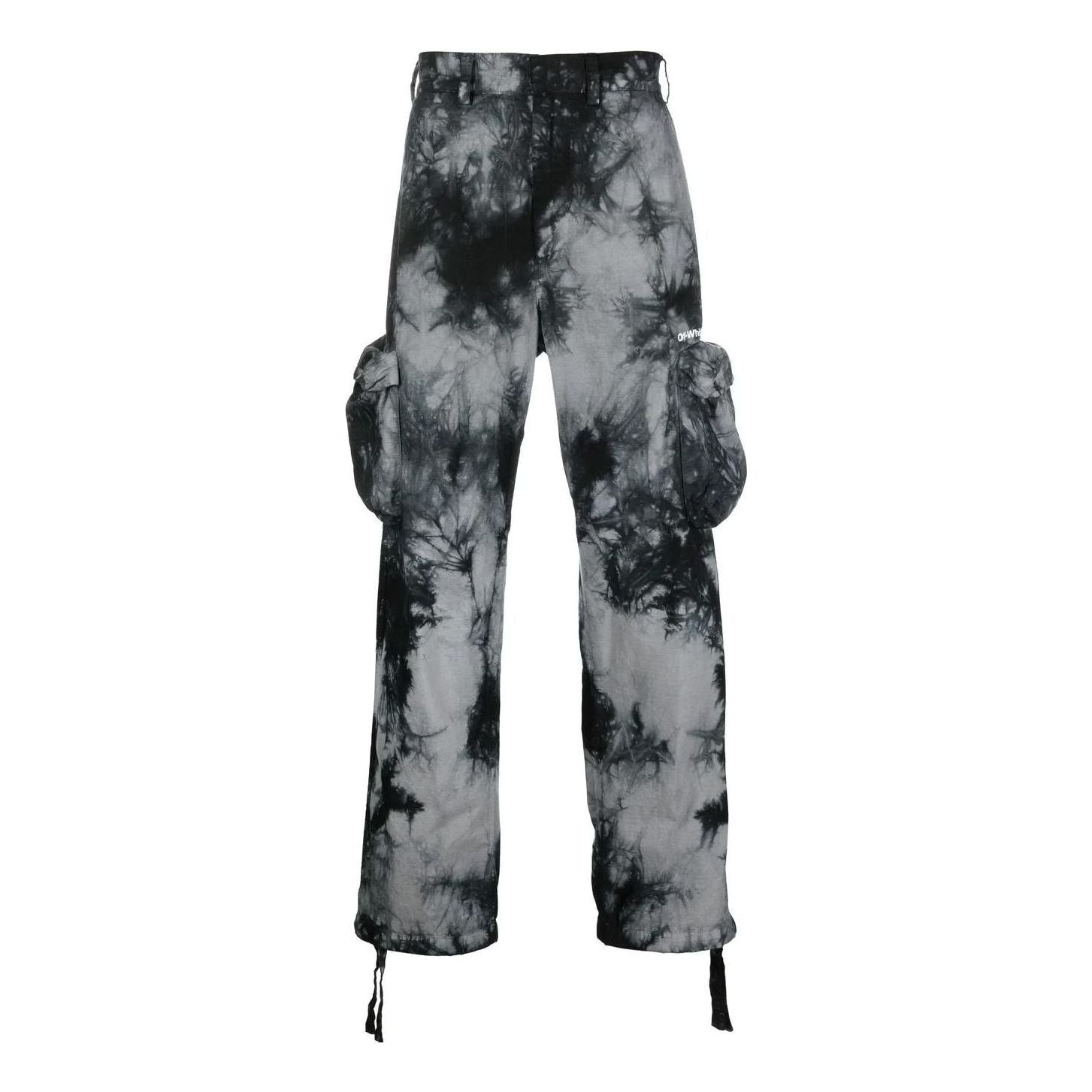 Men's Off-White FW22 Tie Dye Pattern Printing 3D Pocket Cargo Casual Pants/Trousers Black OMCF032F22FAB0010701