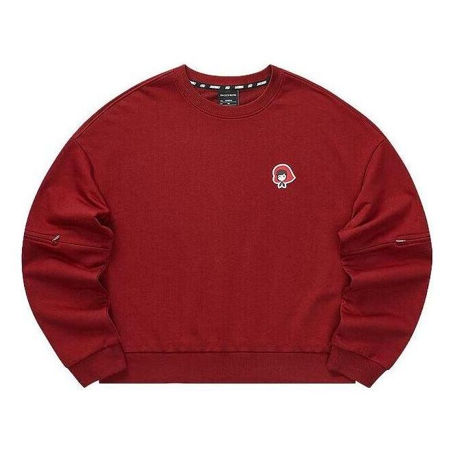 (WMNS) Skechers Solid Color Loose Round Neck Pullover Sweatshirt 'Burgundy' L322W086-02LD