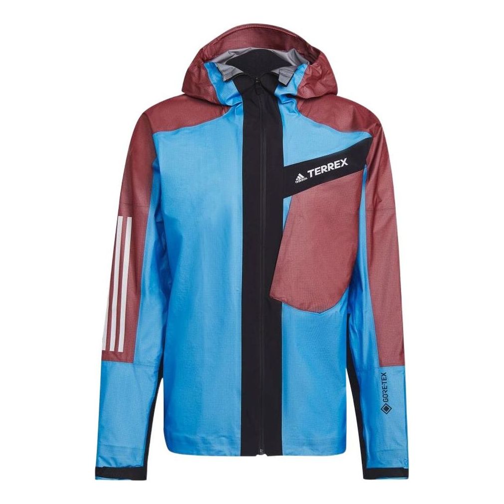 Men's adidas originals Colorblock Splicing Hooded Track Jacket Blue H57721