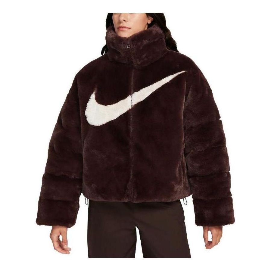 (WMNS) Nike Sportswear Essential Oversized Faux Fur Puffer 'Light Orewood Brown' FN0368-227