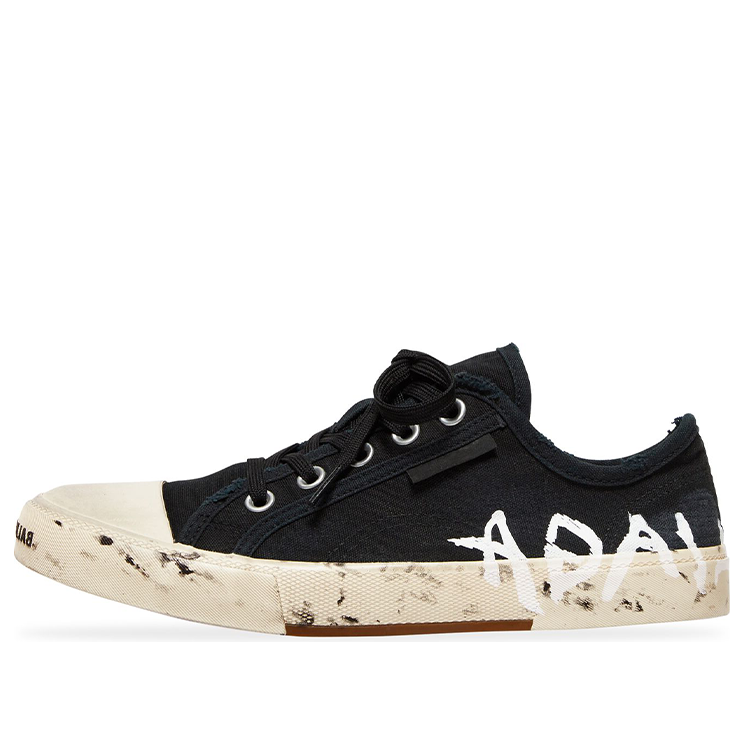 (WMNS) Balenciaga Paris Low Top Graffiti Sneakers 'Black and White Destroyed Cotton' 688757W3RR51099