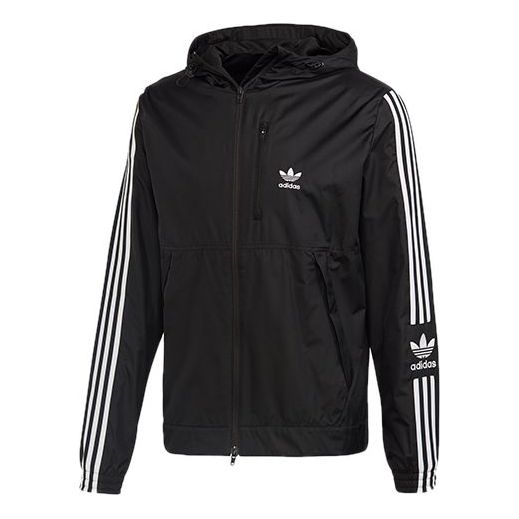 adidas originals Lock UP WB Cardigan Casual Sports Hooded Jacket Black FM3815