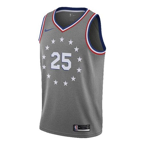 Nike NBA City Limited AU Player Edition Philadelphia 76ers No. 25 Jersey Grey Gray AJ4637-063