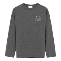 Men's KENZO FW21 Tiger Head Printing Casual Round Neck Long Sleeves Gray T-Shirt FB65TS197401-98