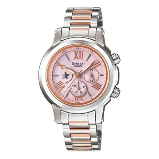 CASIO Waterproof SHEEN Sapphire Crystal Solar Powered Stainless Steel Strap GoldPink Analog SHN-7503SG-4ADR