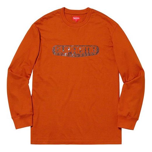 Supreme SS19 Tech L/S Tee Orange LOGO Long Sleeves Pullover Unisex SUP-SS19-155