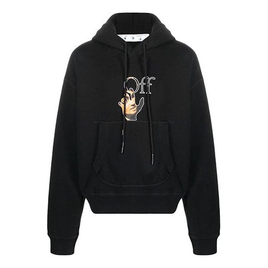 Men's Off-White FW21 Funny Logo Printing Pullover Loose Fit Black OMBB073F21FLE0021084