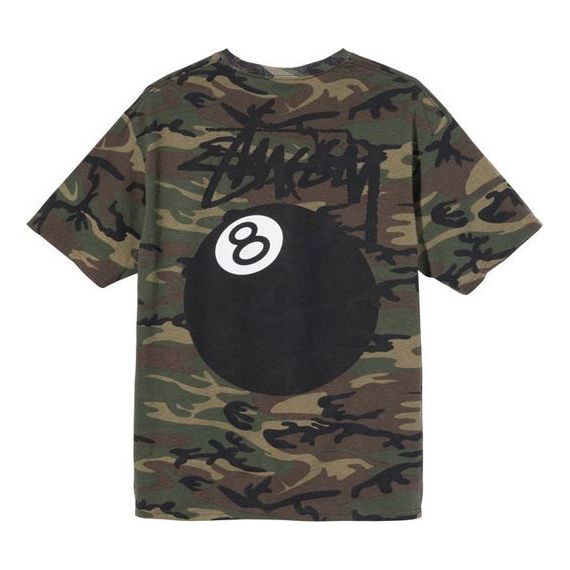 Stussy No. 8 Alphabet Logo Printing Short Sleeve Unisex Camouflage T-Shirt 3903702