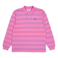 PALACE Stripe Loose Long Sleeves Polo Shirt Unisex Pink P20ES103