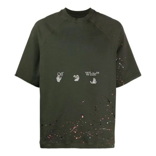 Off-White SS21 Logo Short Sleeve Loose Fit Green OMBA050S21FLE0025701