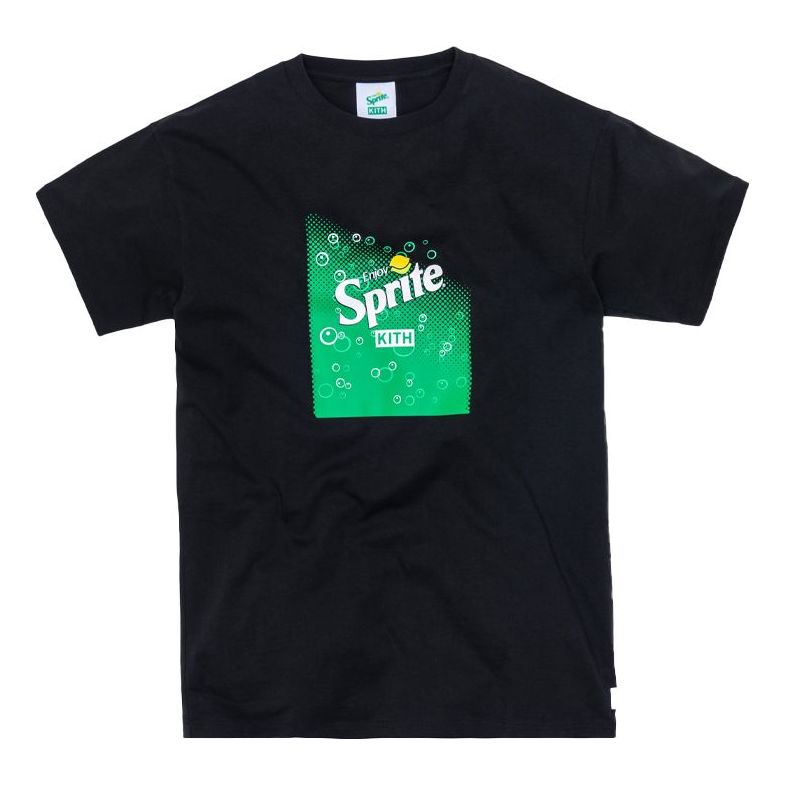 Men's KITH x Sprite Crossover Enjoy Tee Printing Short Sleeve Black KH3607-100