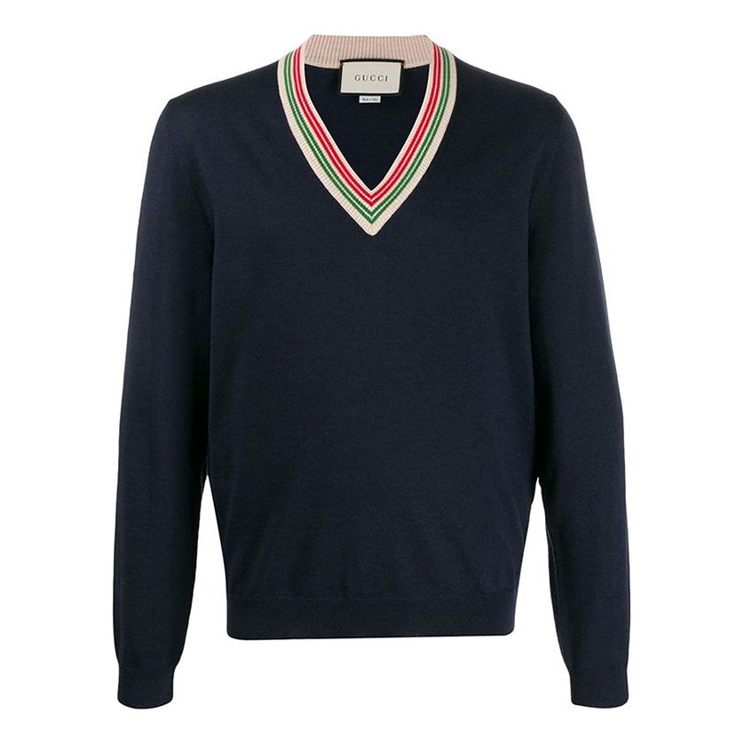 Gucci V Neck Sweater 'Navy' 599917-XKA5C-4437