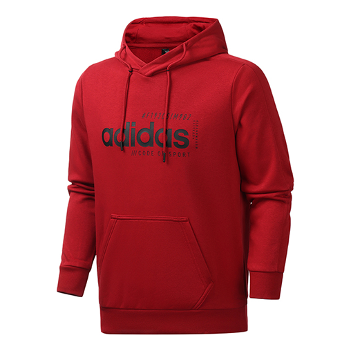 adidas Alphabet Logo Printing hooded Drawstring Red EI4637
