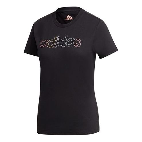 (WMNS) adidas originals Round Neck Short Sleeve Running Sports Black GL7800