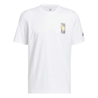 Men's adidas Basketball Tactical Board Pattern Printing Sports Short Sleeve White T-Shirt HM6772