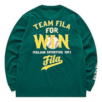 Men's FILA FUSION Back Alphabet Printing Loose Round Neck Long Sleeves Green T11M122201F-DG