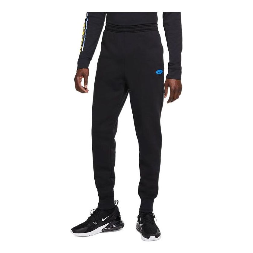 Men's Nike Solid Color Logo Fleece Lined Bundle Feet Black Sports Pants/Trousers/Joggers CK9379-010