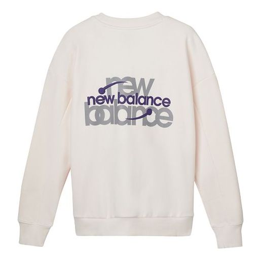 (WMNS) New Balance Classic Logo Print Sweatshirt Asia Sizing 'White Purple' AWT04308-PLW