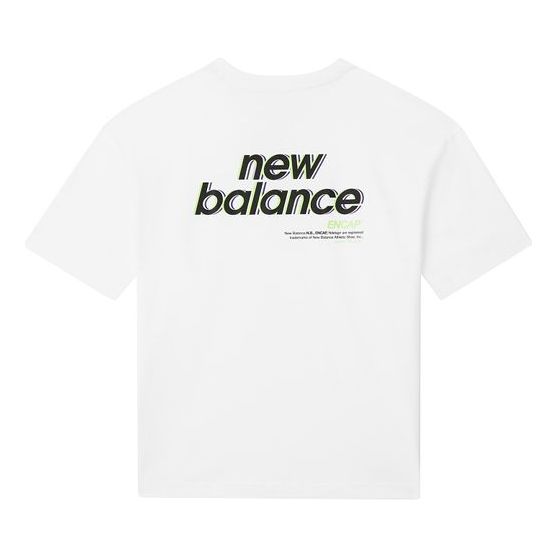 (WMNS) New Balance Short Sleeve T-Shirt 'White Black' NEA25012WT