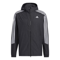 adidas M 3ST 247 CL JK Contrasting Colors Stripe Sports Hooded Jacket Black HC9962