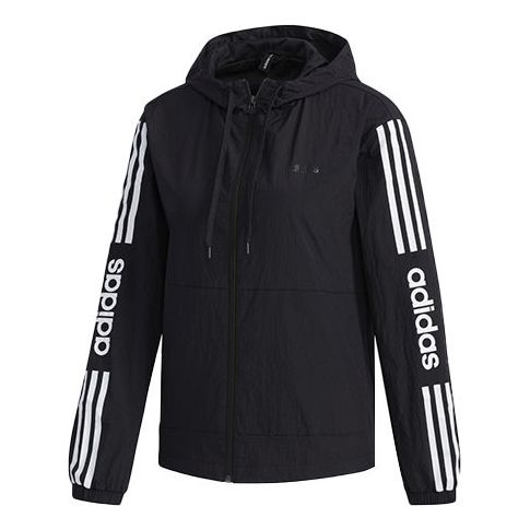 (WMNS) adidas neo Printing Hooded Jacket Black FP7390