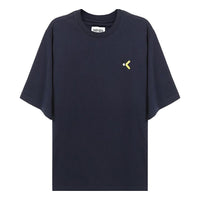 Men's KENZO Alphabet Embroidered Loose Round Neck Short Sleeve Navy Blue T-Shirt FA65TS0544SK-76