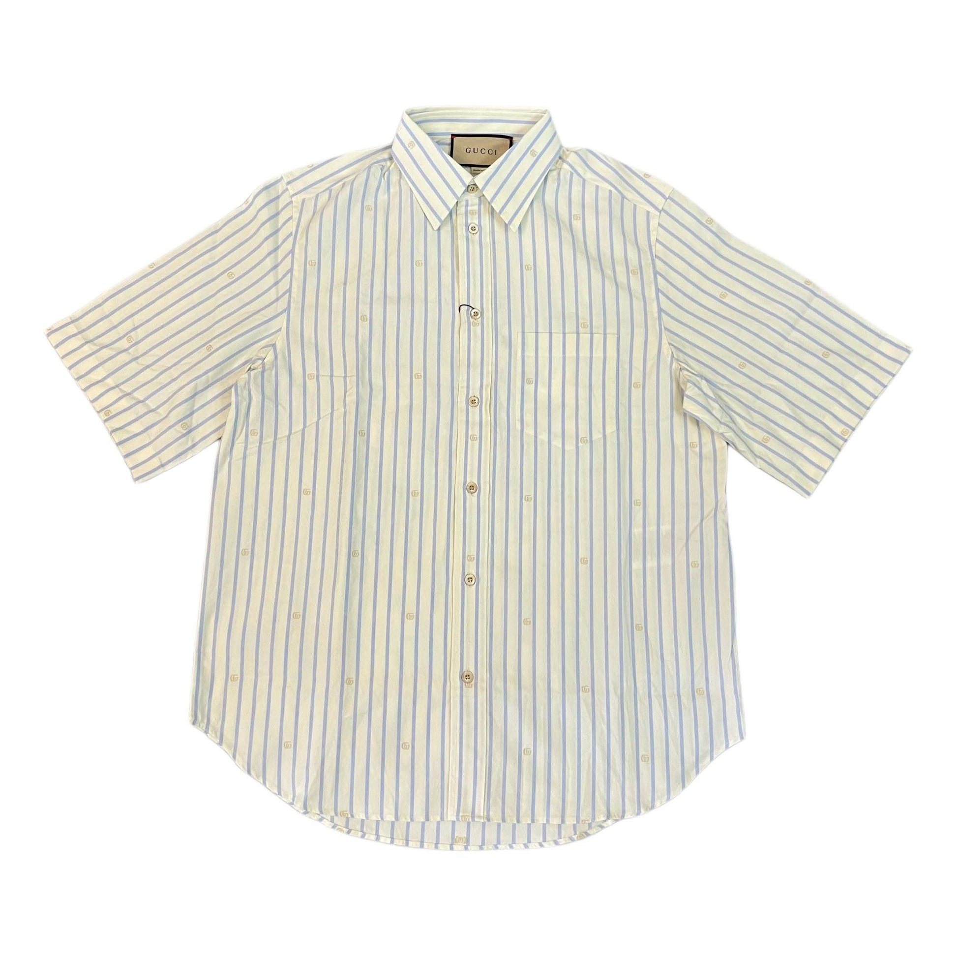 Gucci Striped Shirt With GG Patch 'Blue Ivory' 673493-ZAHIY-9738