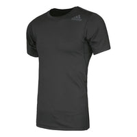Men's adidas Printing Brand Logo Solid Color Round Neck Short Sleeve Black T-Shirt CE0876