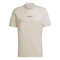 Men's adidas originals Solid Color Alphabet Logo Round Neck Pullover Short Sleeve Japanese Version Cream Yellow T-Shirt HM2658