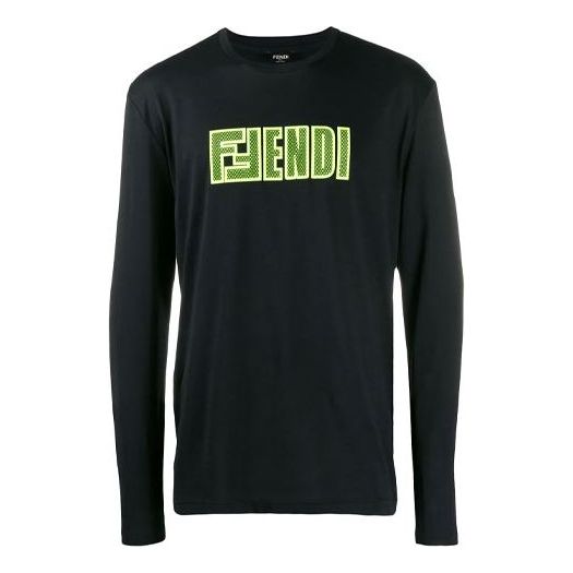 Men's FENDI SS21 Fluorescence Alphabet Long Sleeves Black FAF552A8JZF17W0