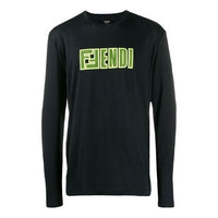 Men's FENDI SS21 Fluorescence Alphabet Long Sleeves Black FAF552A8JZF17W0