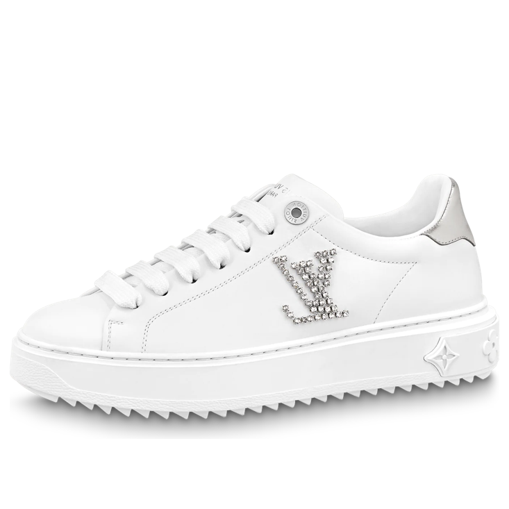 (WMNS) LOUIS VUITTON Time Out Sneakers 'White with Silver Rhinestone Logo' 1AAW10