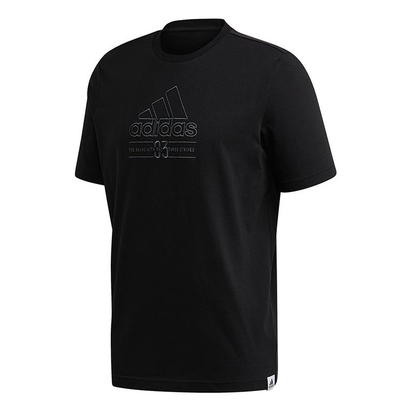 adidas logo Printing Sports Short Sleeve Black GD3843