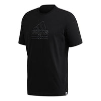 adidas logo Printing Sports Short Sleeve Black GD3843