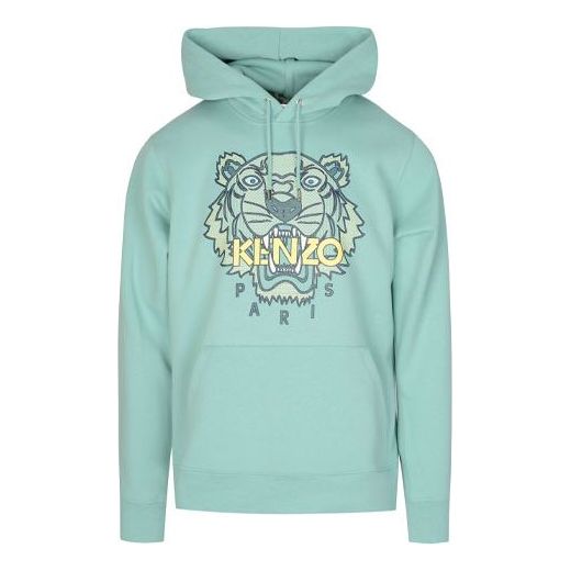 Men's KENZO Logo Alphabet Tiger Head Pattern Printing Light Green FA55SW1664XO-60