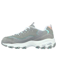 (WMNS) Skechers D'Lites Low-Top Running Shoes Grey/Green 149060-GYMN