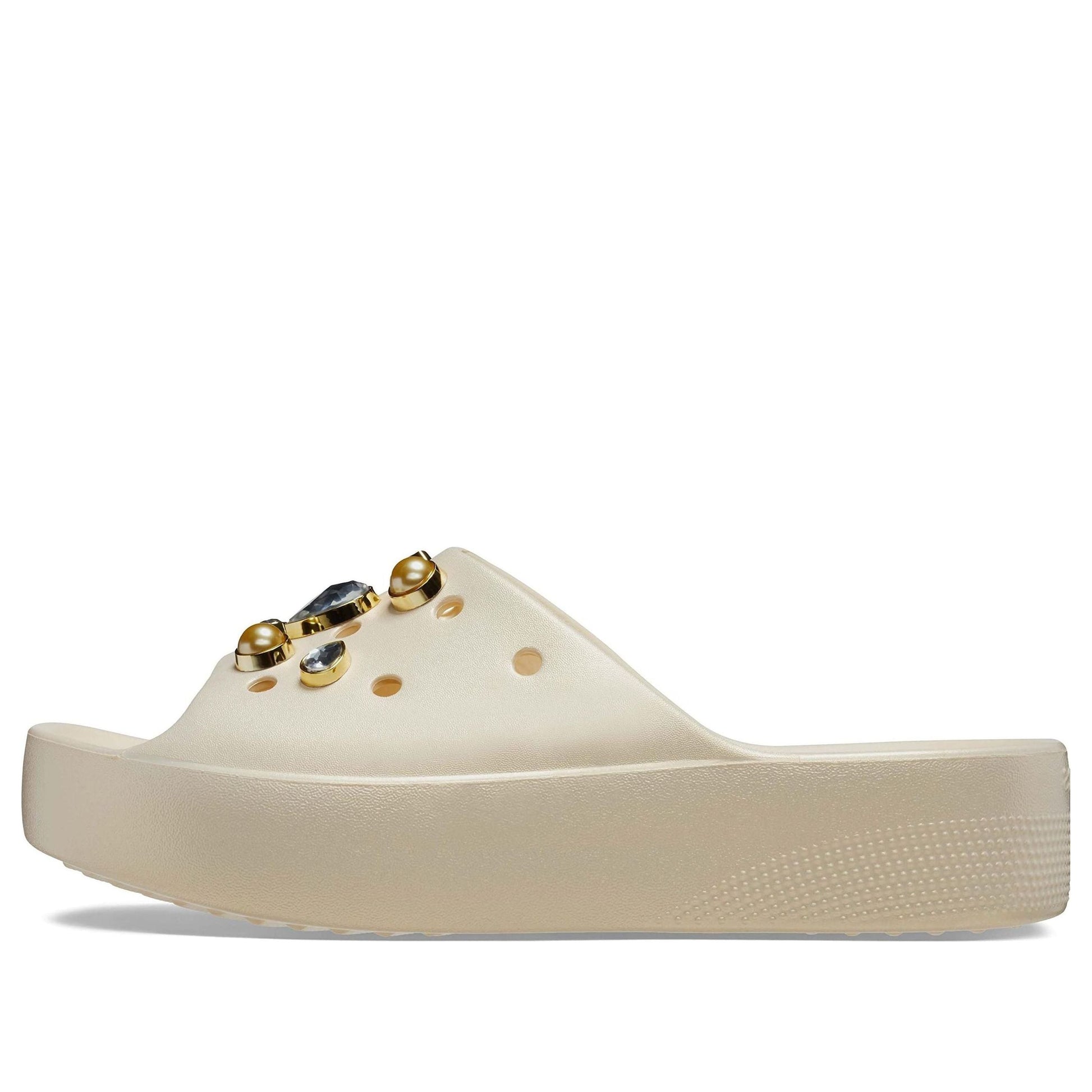 (WMNS) Crocs Classic Crystals Pearls Platform Slides 'White' 208388-108