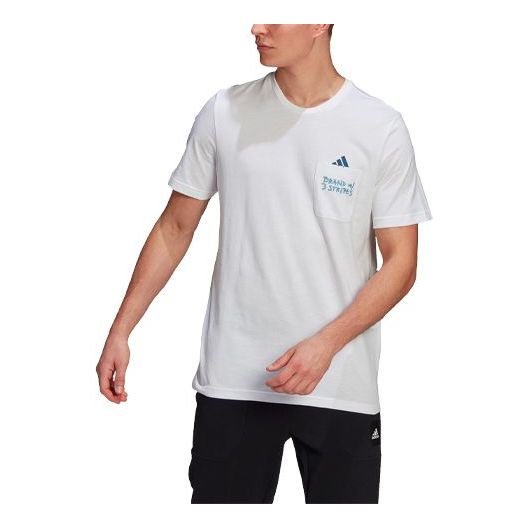 adidas Pocket Tee M Embroidered Sports Short Sleeve White GN6845
